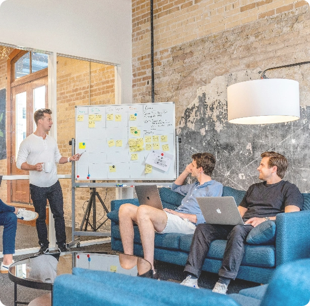 Collaborative diverse team in a modern office meeting